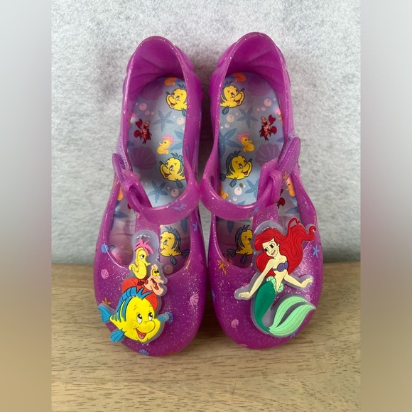 Disney Ariel‎ Jelly Sandals Little Mermaid Flat With Strap Girl's Size 12 - Picture 2 of 7